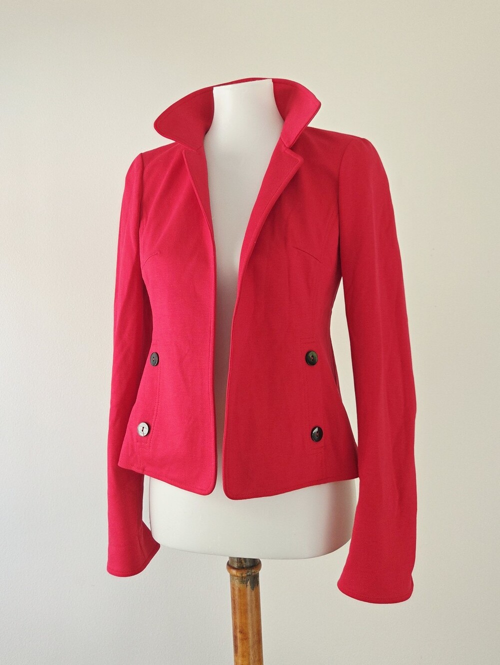 Nina McLemore Suzanne Raspberry Red Open Front Jacket Size 00